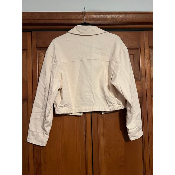 Abercrombie & Fitch Women's Snap Button Cropped Jacket Long Sleeve Cream Size S - Picture 9 of 10
